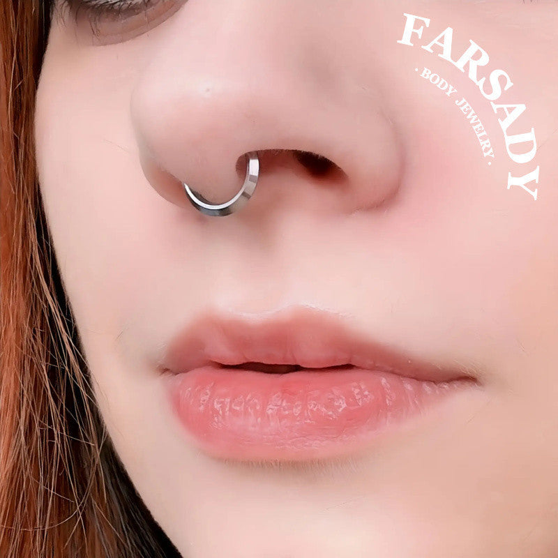 16G Titanium Bevel Angle Septum Hoop | Minimalist Piercing Jewelry for Helix, Conch, Daith, Rook, Tragus | Elegant Earring Daily Wear with Gift Box