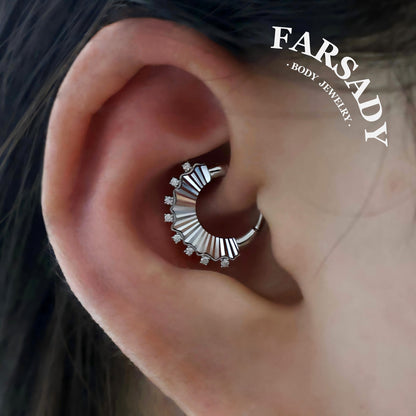 Sterling Silver Moissanite Septum Ring Sterling Silver Plated 18K Gold/Original Design Flower Septum Piercing Jewelry 16G Daith Hoop Earring Helix Tragus