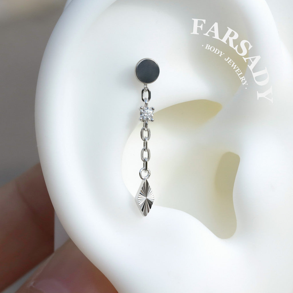 Minimalist CZ Drop Pendant Charm | DIY Chain Dangle Earring Component | 925 Sterling Silver or 18K Gold Plated | Cartilage Piercing Add-On