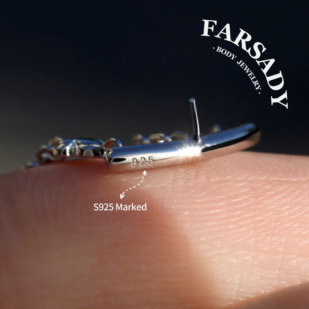 Butterfly Arch - 925 Silver Threadless Stud / Fits Cartilage Helix Tragus Lobe Earring
