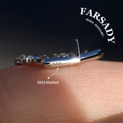 Butterfly Arch - 925 Silver Threadless Stud / Fits Cartilage Helix Tragus Lobe Earring