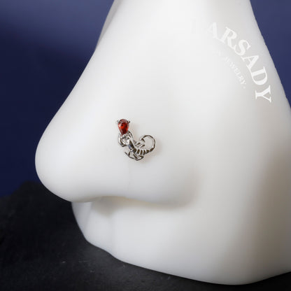 Venom Ruby Scorpion - F136 Titanium Threadless Stud / Fits Cartilage Helix Tragus Lobe Earring
