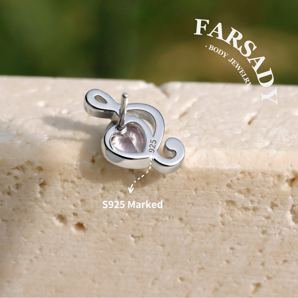 Loving Clef - 925 Silver Threadless Stud / Fits Cartilage Helix Tragus Lobe Nostril Piercing