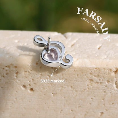 Loving Clef - 925 Silver Threadless Stud / Fits Cartilage Helix Tragus Lobe Nostril Piercing