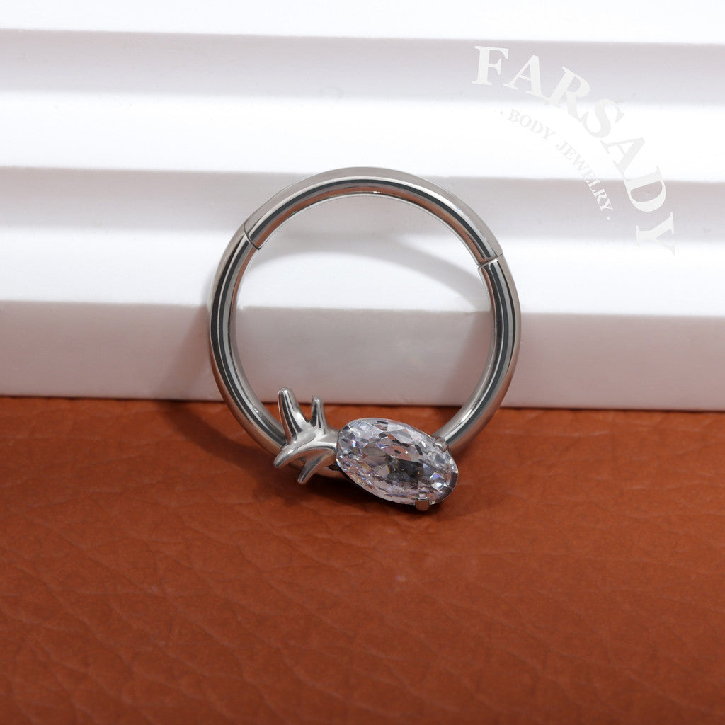 Spike Bloom - F136 Titanium Hinged Clicker Hoop / Fits 16G Septum Ring Helix Conch Cartilage Earring
