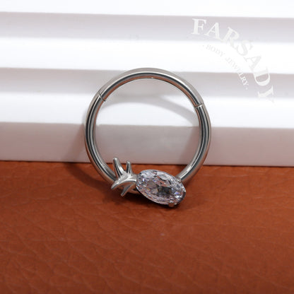 Spike Bloom - F136 Titanium Hinged Clicker Hoop / Fits 16G Septum Ring Helix Conch Cartilage Earring