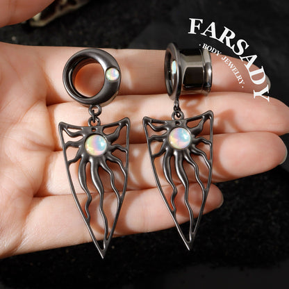 Gladius Solis - Opal C-Shape Ear Tunnels / Fits 00G Stretched Ear Lobes Plugs