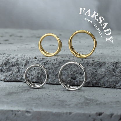 Twin Facet - F136 Titanium Hinged Clicker Hoop / Fits 16G Septum Ring Helix Conch Cartilage Earring