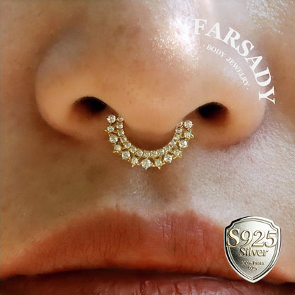 16G Sterling Silver Star Sea Septum Ring Clicker, Stunning Septum Jewelry 16G, 8mm Daith Earring Ring,Septum Piercing Hoop, Gold Helix Ring, Tragus Hoop