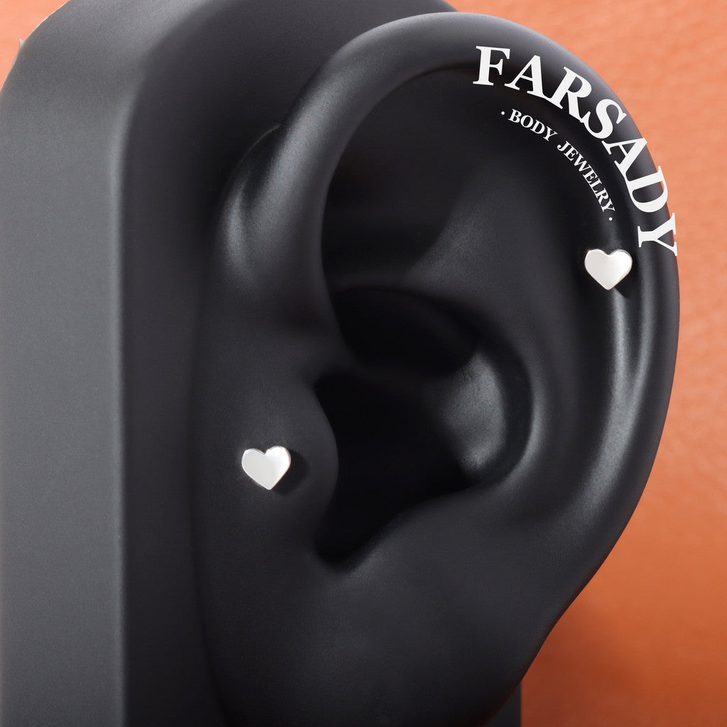 Mute Heart - F136 Titanium Internally Threaded Stud / Fits Cartilage Helix Tragus Lobe Nostril Piercing