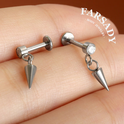 Spire Glint - F136 Titanium Internally Threaded Stud / Fits Cartilage Helix Tragus Lobe Nostril Piercing