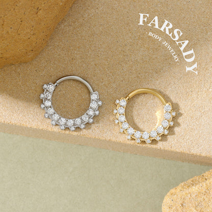 Star Wreath - ASTM F136 Titanium Hinged Clicker Hoop / Fits 16G Septum Ring Helix Conch Cartilage Earring
