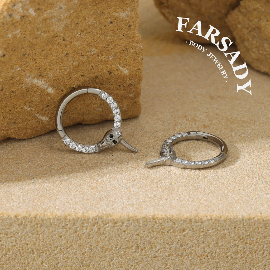 Gilded Serpent - ASTM F136 Titanium Hinged Clicker Hoop / Fits 16G Septum Ring Helix Conch Cartilage Earring
