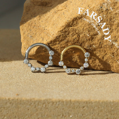 Stellar Wreath - F136 Titanium Hinged Clicker Hoop / Fits 16G Septum Ring Helix Conch Cartilage Earring