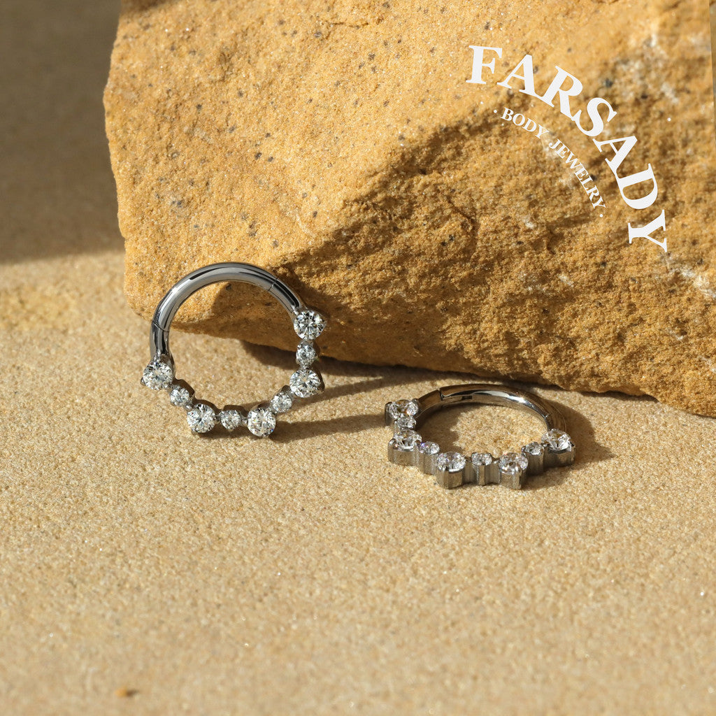 Stellar Wreath - F136 Titanium Hinged Clicker Hoop / Fits 16G Septum Ring Helix Conch Cartilage Earring