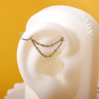 Minimalist Titanium Double Chain Charm for Helix Tragus Conch Earrings | DIY Earring Accessory in Multiple Sizes