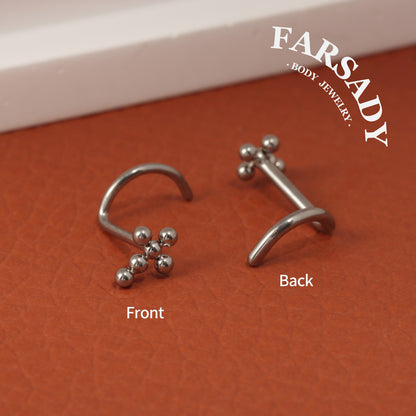 Sphere Cross  - F136 Titanium Screw End Stud / Fit 18G 20G Nose Ring