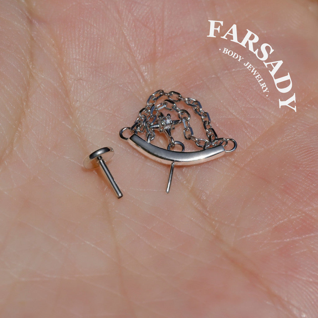 Captive Polaris - Sterling Silver Push In Stud / Fits Vertical Helix  Hidden Rook Piercing Jewelry