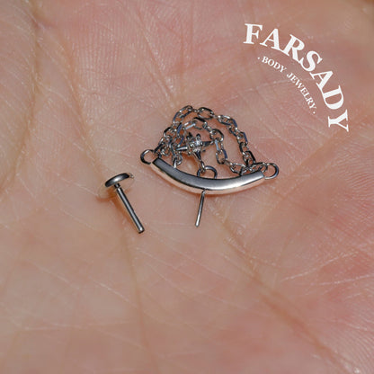 Captive Polaris - Sterling Silver Push In Stud / Fits Vertical Helix  Hidden Rook Piercing Jewelry