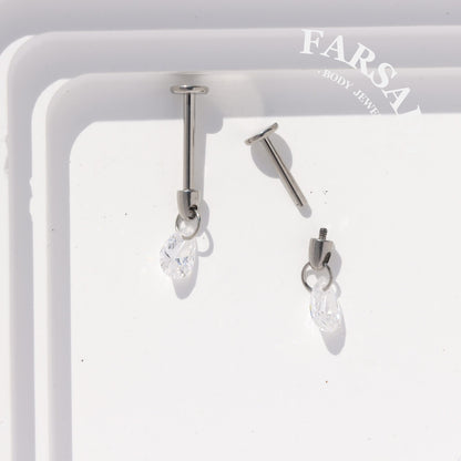 Dew Tear - F136 Titanium Internally Threaded Stud / Fits Cartilage Helix Tragus Lobe Piercing