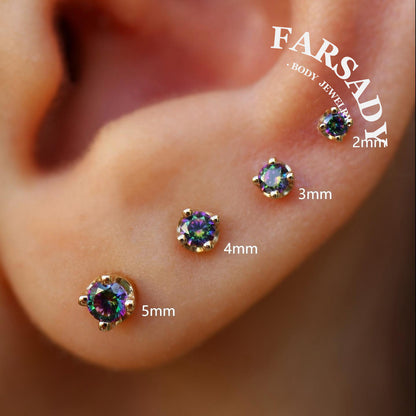 Claw Gradient Zircon - F136 Titanium Colorful CZ Replacement Tops / Fits Threadless Ear Studs