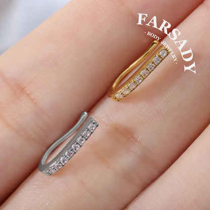 Silver Luminous Bar - 925 Silver Fake Nose Ring / Fit Non-Pierced Nose Ring