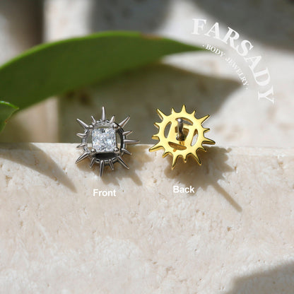 Spike Lumina - 925 Silver Threadless Stud / Fits Cartilage Helix Tragus Lobe Piercing