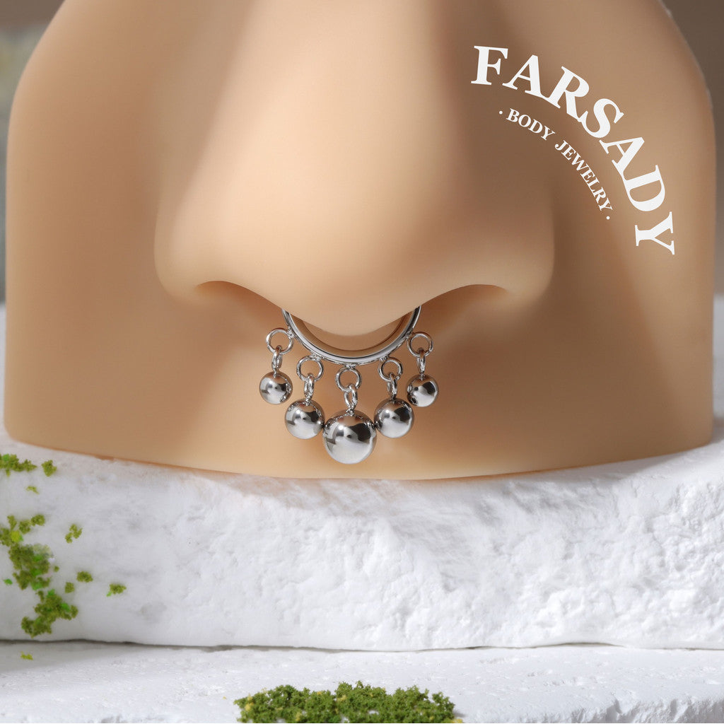 Chime Drop - Bead Dangle Hinged Clicker Hoop / Fits 16G Septum Ring Helix Conch Cartilage Earring