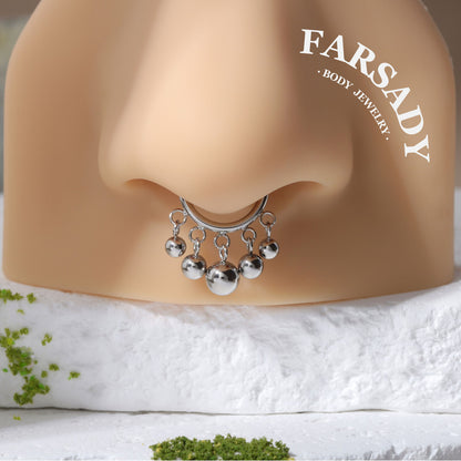 Chime Drop - Bead Dangle Hinged Clicker Hoop / Fits 16G Septum Ring Helix Conch Cartilage Earring
