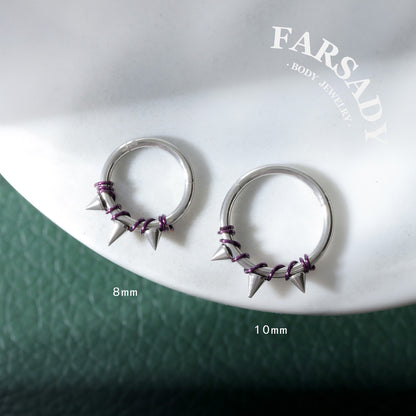 Violet Bind - Purple Wire Spike Hinged Clicker Hoop / Fits 16G Septum Ring Helix Conch Cartilage Earring