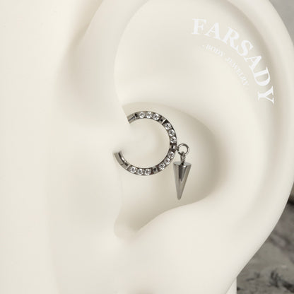 Dangle Crest - ASTM F136 Titanium Hinged Clicker Hoop / Fits 16G Septum Ring Helix Conch Cartilage Earring