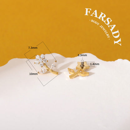 Sprout Bloom - F136 Titanium Internally Threaded Stud / Fits Cartilage Helix Tragus Lobe Piercing
