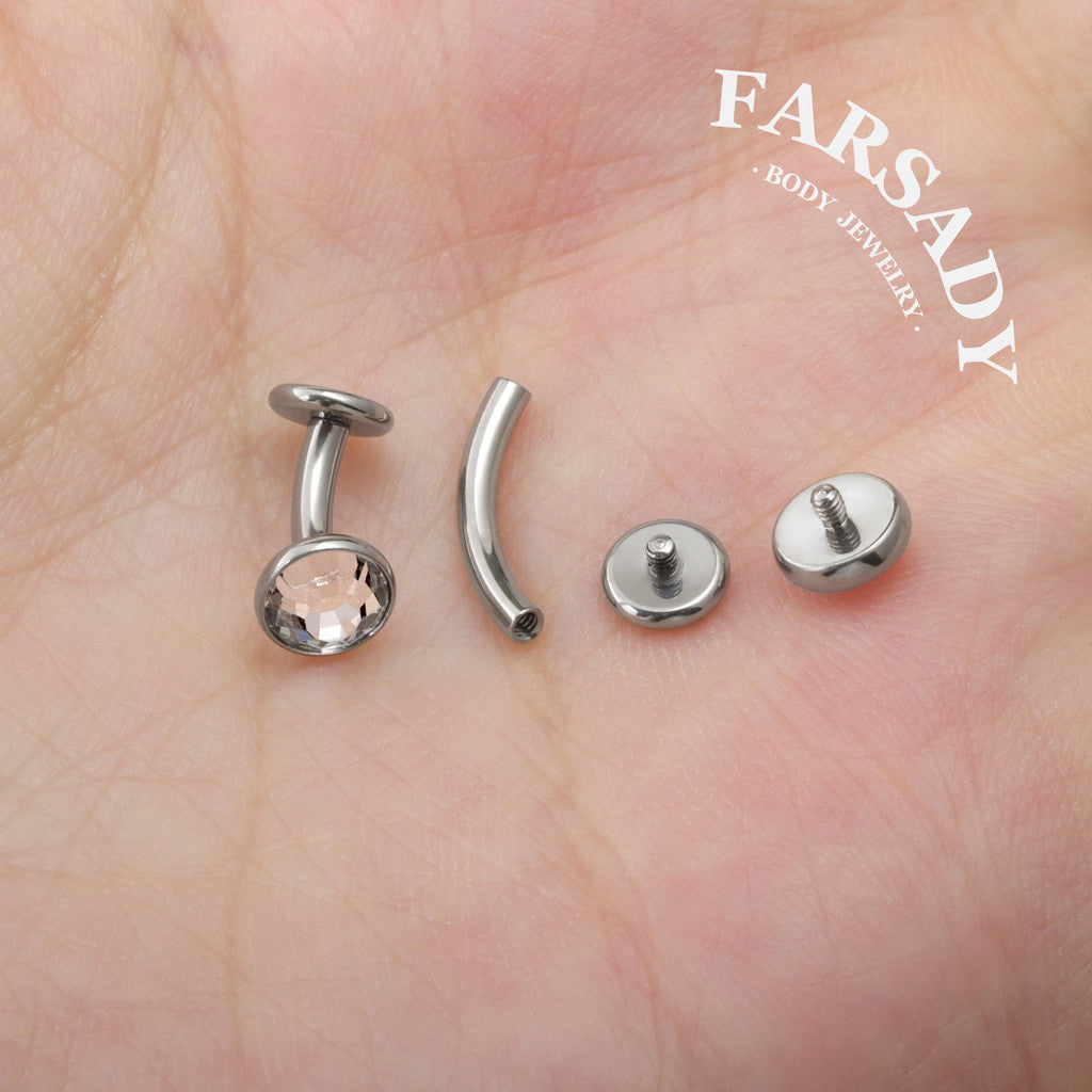 Bezel Arc Spark - F136 Titanium Internally Threaded Belly Button Ring / Fits 14G Navel Piercing