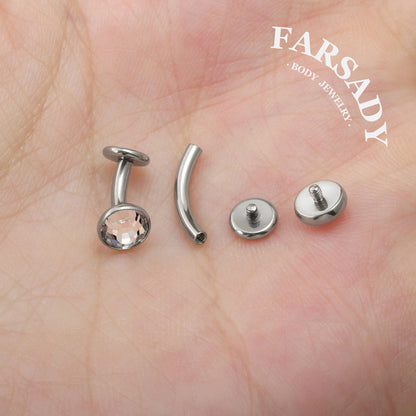 Bezel Arc Spark - F136 Titanium Internally Threaded Belly Button Ring / Fits 14G Navel Piercing