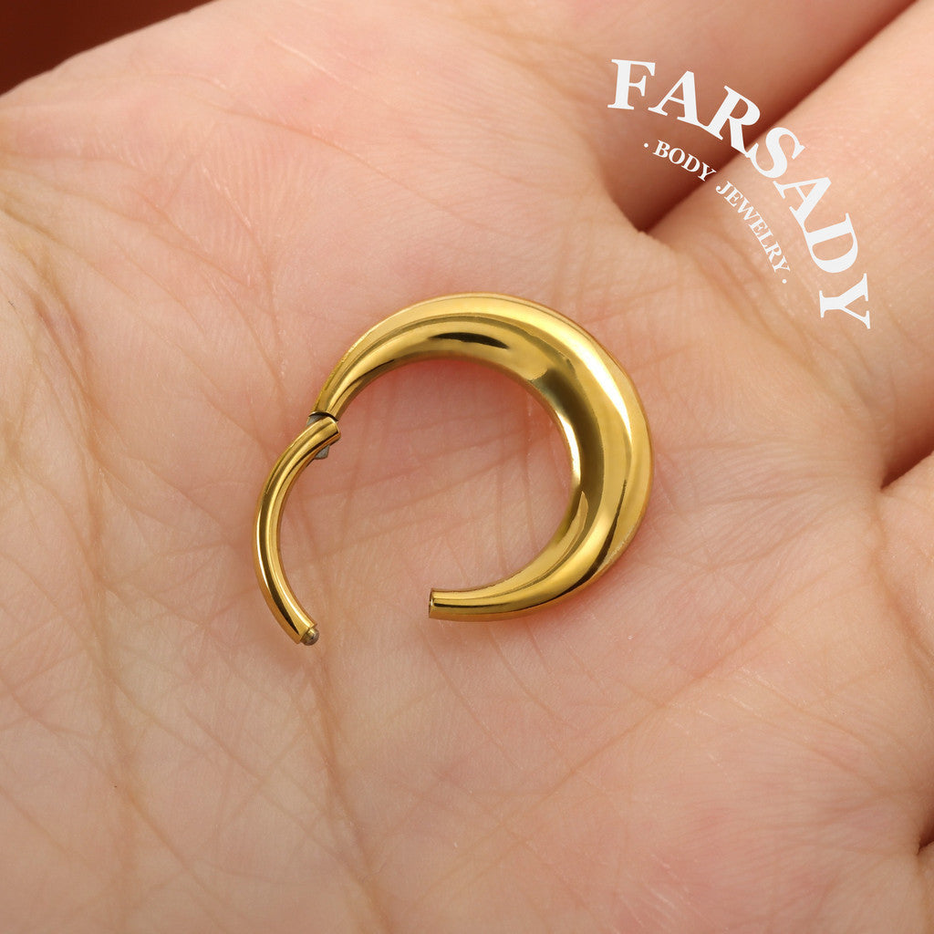 16G Titanium Moon Septum Ring  Hinged Nose Piercing Hoop Daith Helix Earring Daily Wear Accessories Gift Ready for Present Giving