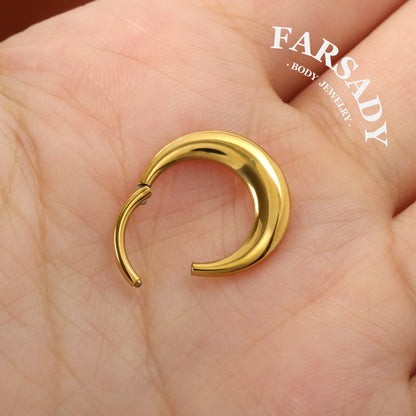16G Titanium Moon Septum Ring  Hinged Nose Piercing Hoop Daith Helix Earring Daily Wear Accessories Gift Ready for Present Giving