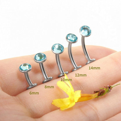 14G Titanium Blue CZ Floating Belly Button Ring -  6mm 8mm 10mm 12mm 14mm Internally Threaded Navel Ring Waterproof Body Piercing Jewelry