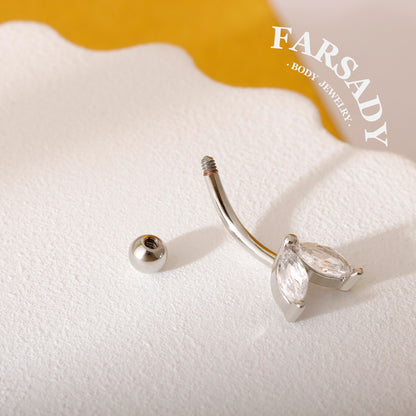 16G Flower Bud Curved Barbell, Silver CZ 8mm Bar Eyebrow Piercings Barbell, CZ Bud Rook Earring, 8mm Cute Rook Barbell