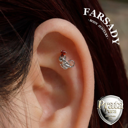 Venom Ruby Scorpion - F136 Titanium Threadless Stud / Fits Cartilage Helix Tragus Lobe Earring