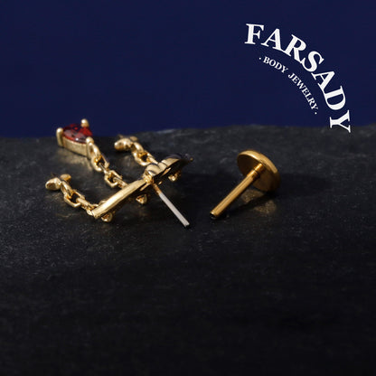 Dusk Wing Cascade - 925 Silver Threadless Stud / Fits Vertical Helix Hidden Rook Earring