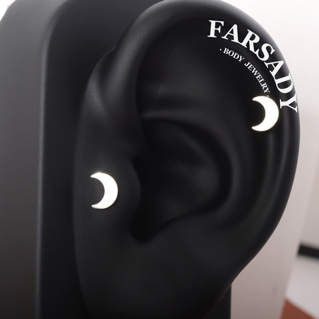 Crescent Hush - F136 Titanium Internally Threaded Stud / Fits Cartilage Helix Tragus Lobe Nostril Piercing