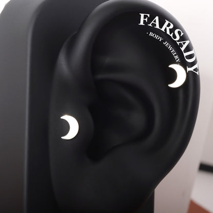 Crescent Hush - F136 Titanium Internally Threaded Stud / Fits Cartilage Helix Tragus Lobe Nostril Piercing
