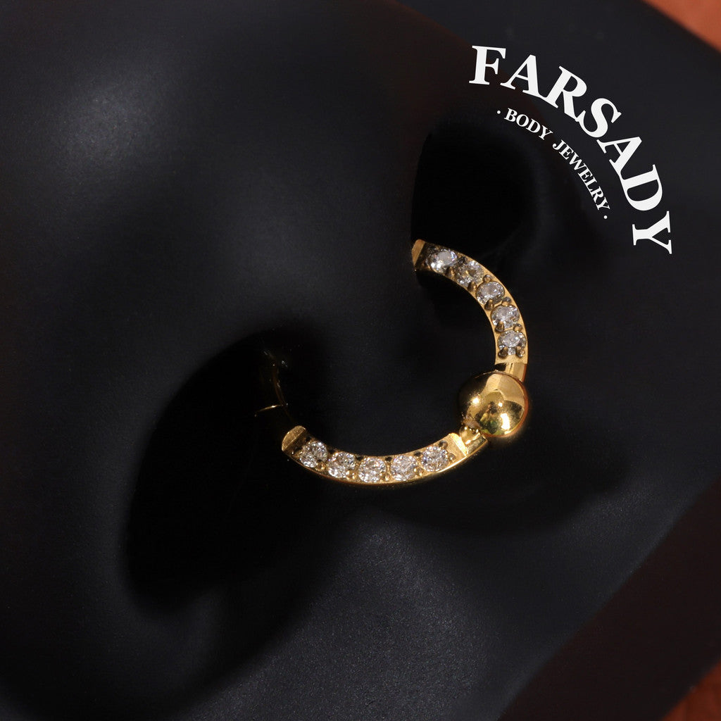 Bead Radiance - F136 Titanium Hinged Clicker Hoop / Fits 16G Septum Ring Helix Conch Cartilage Earring