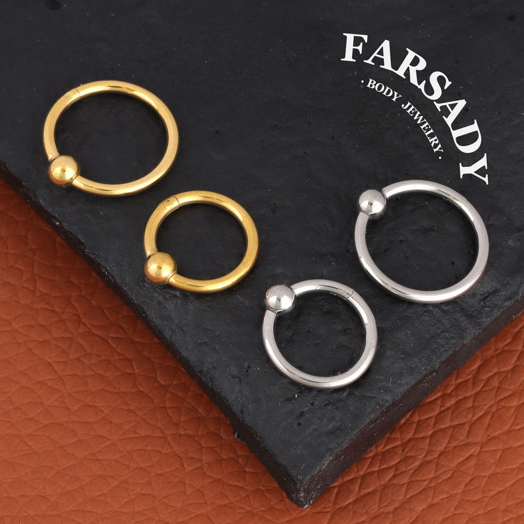 Orb Loop - ASTM F136 Titanium Hinged Clicker Hoop / Fits 16G Septum Ring Helix Conch Cartilage Earring