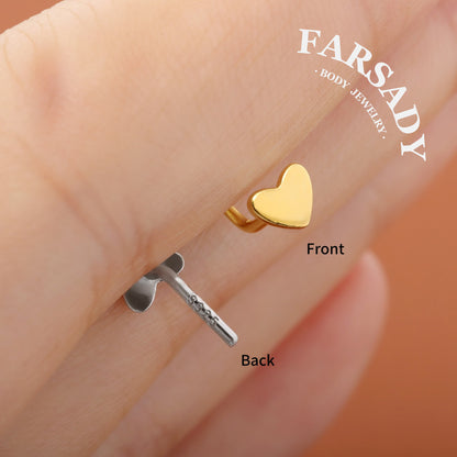 Plain Golden Beat - 925 Silver L-Shape Nose Stud / Fit 18G 20G Nose Ring