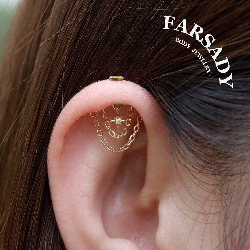 Captive Polaris - Sterling Silver Push In Stud / Fits Vertical Helix  Hidden Rook Piercing Jewelry