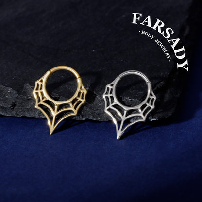 Spider Web Nose Ring Hoop| Punk Septum Ring or Daith Earring| Gothic Halloween Jewelry| 1.2x8mm | Gold or Silver| Septum Clicker Jewelry