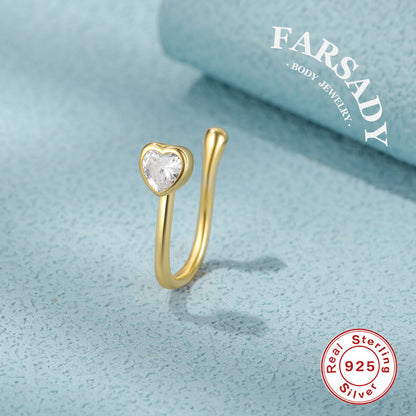Mixed Shape CZ - 925 Silver Fake Nose Ring / Fit Non-Pierced Nose Ring