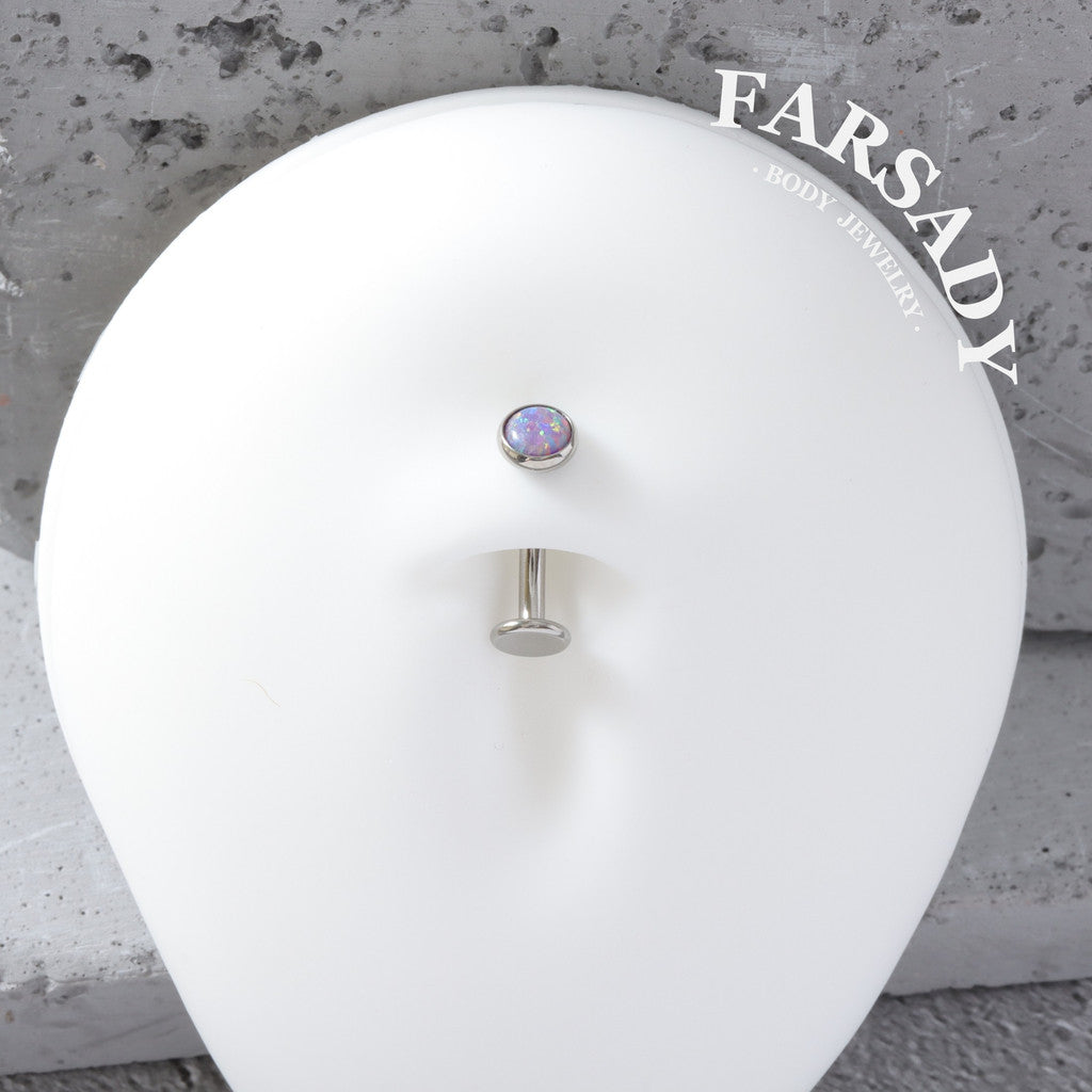 Mini Purple Opal - F136 Titanium Internally Threaded Belly Button Ring / Fits 14G Navel Piercing