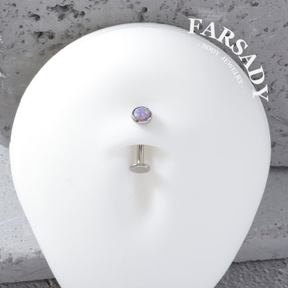 Mini Purple Opal - F136 Titanium Internally Threaded Belly Button Ring / Fits 14G Navel Piercing